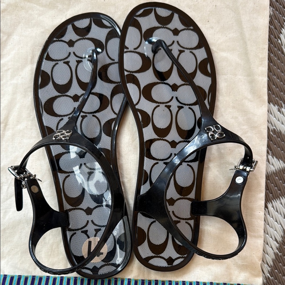 Coach Black and Grey Sandals